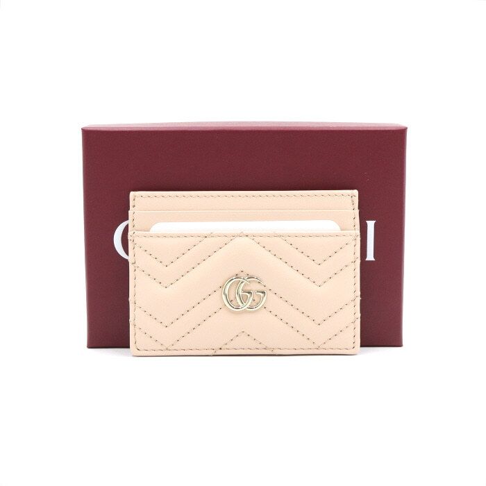 Gucci Light Pink Leather GG Mamont Card Case Wallet 443127