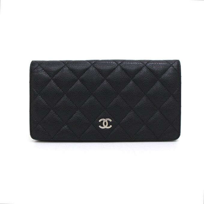 CHANEL Classic Caviar CC Women's Long Wallet AP0233 Black aa45740