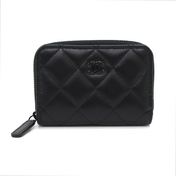 CHANEL Classic Black Metal CC Zip Card Wallet AP0216 aa46472