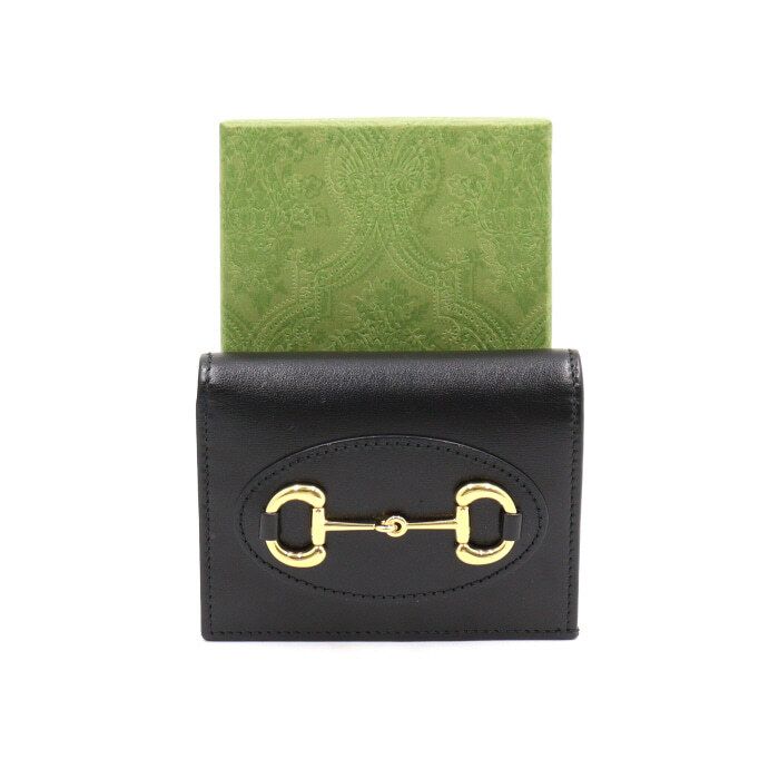 Gucci Black Leather Horsebit 1955 Card Case Wallet 621887
