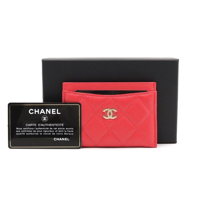 CHANEL Classic Caviar Gold CC Card Holder Wallet AP0213 aa43645