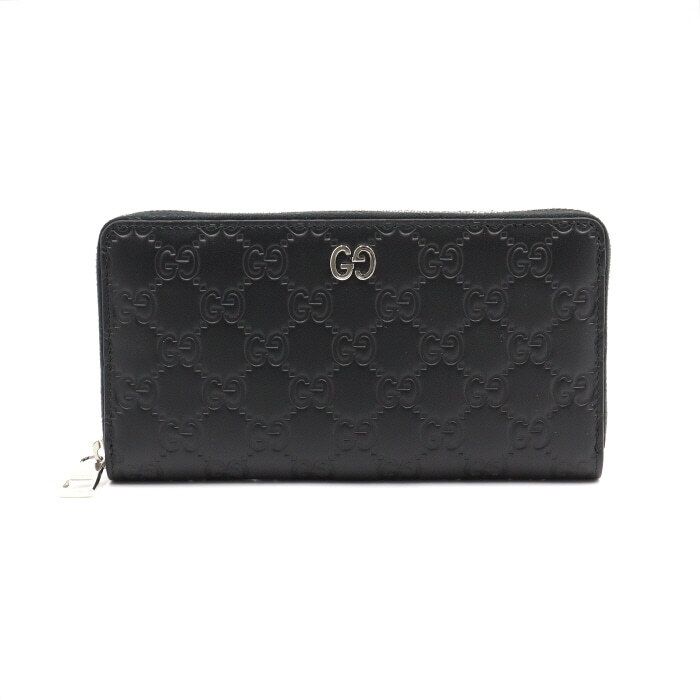 Gucci Black GG Shima Embossed Zip Around Women's Wallet 473928
