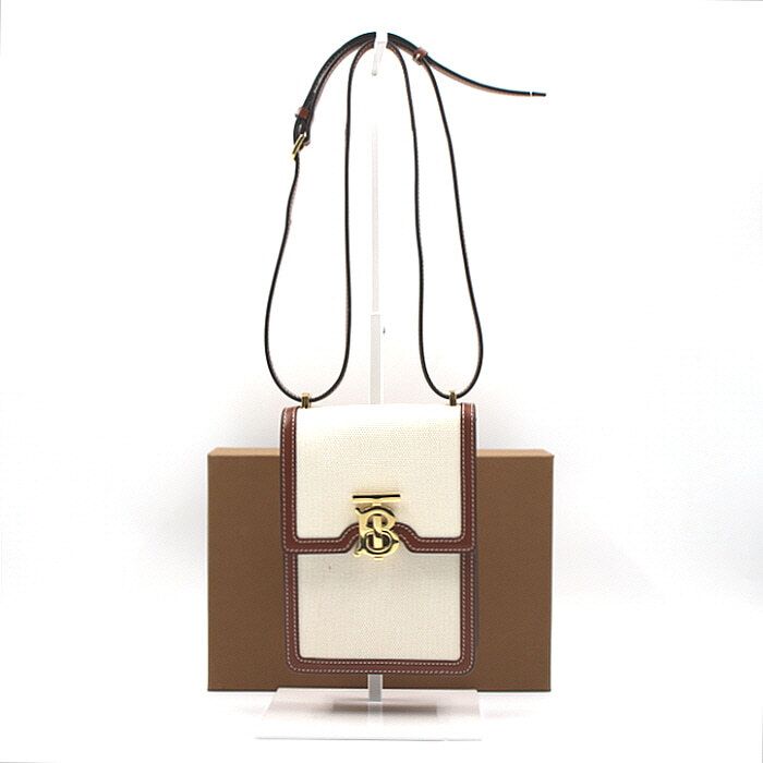 Burberry Structured Cotton Canvas Leather Robin Shoulder Bag and Crossbody Bag 80316491