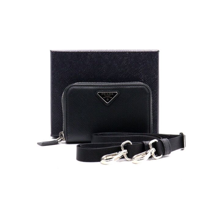 Prada Leather Logo Card Holder Strap Shoulder Bag Crossbody aa37291