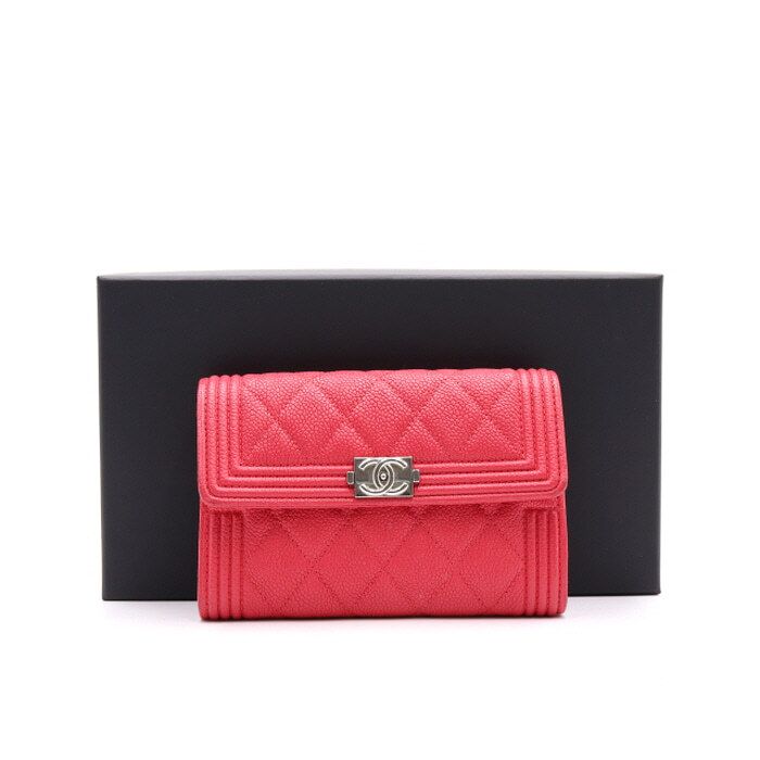 CHANEL Women's Boy Style Wallet A84385 Caviar with iPhone Size aa18160