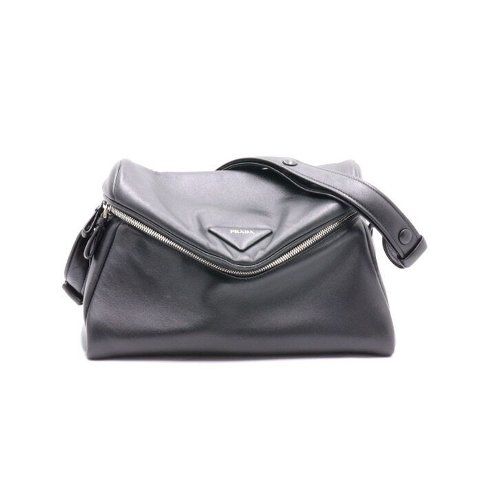 Prada Black Napa Leather Padded Shoulder Bag 1BC165