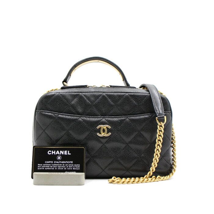 CHANEL Caviar Carry Around Small Bowling Top Handle Tote Bag Chain Shoulder Bag Crossbody Bag A91907