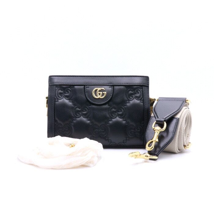 Gucci Black GG Embossed Matelass Mini Chain Shoulder Bag/Crossbody 702228