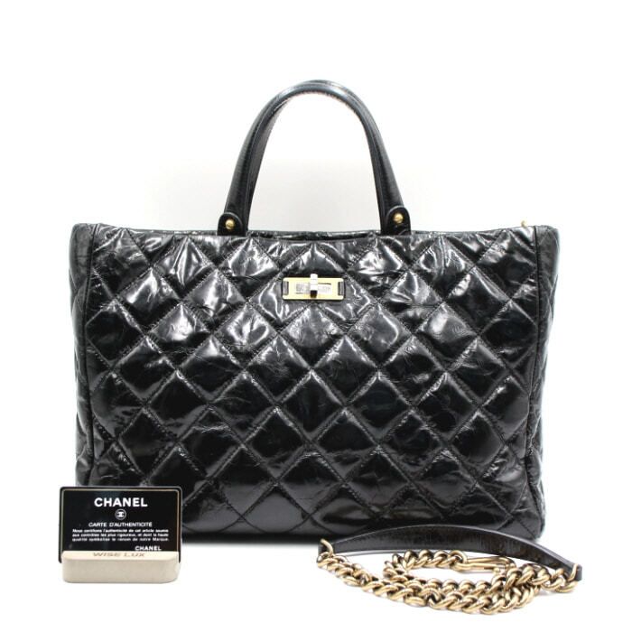 CHANEL Vintage Calfskin Top Handle Tote Bag with Shoulder Strap aa17865