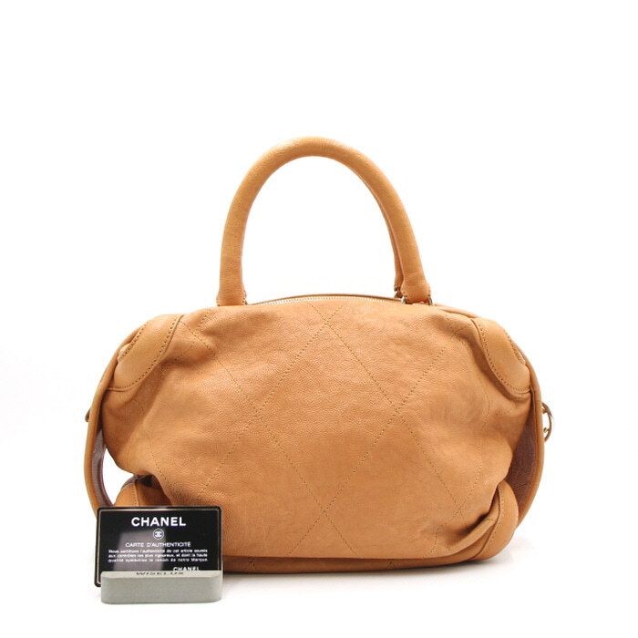 CHANEL Seasonal Calfskin CC Logo Bowling Tote Bag aa14923