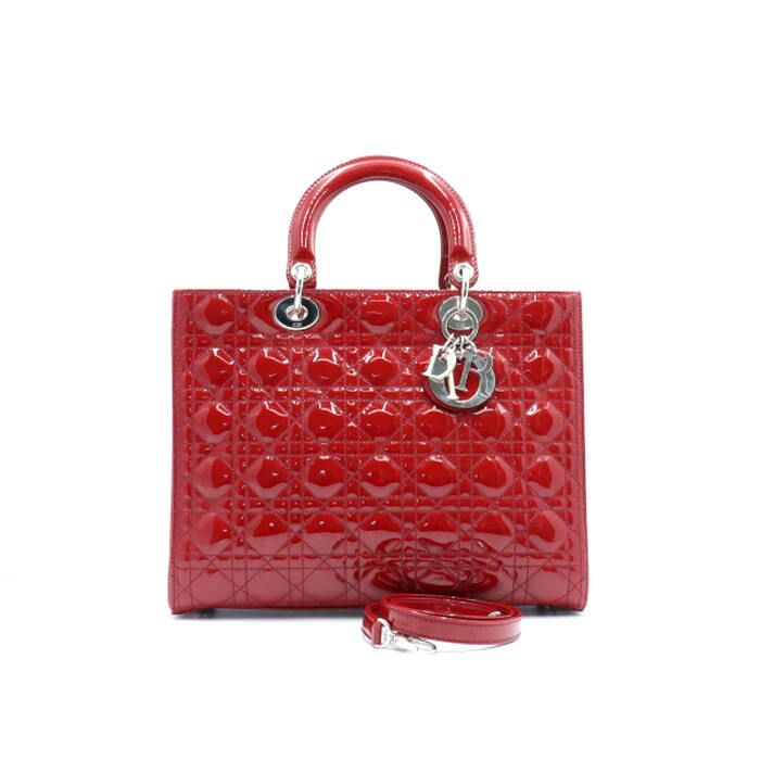 Dior Classic Red Patent Cannaage Tote Shoulder Bag - SKU CAL44561
