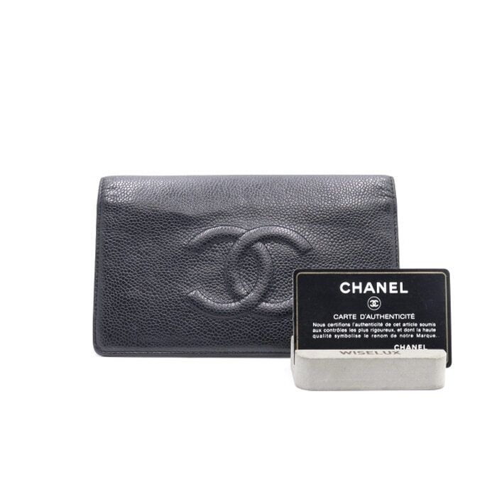 CHANEL Timeless CC Black Caviar YEN Wallet A48651