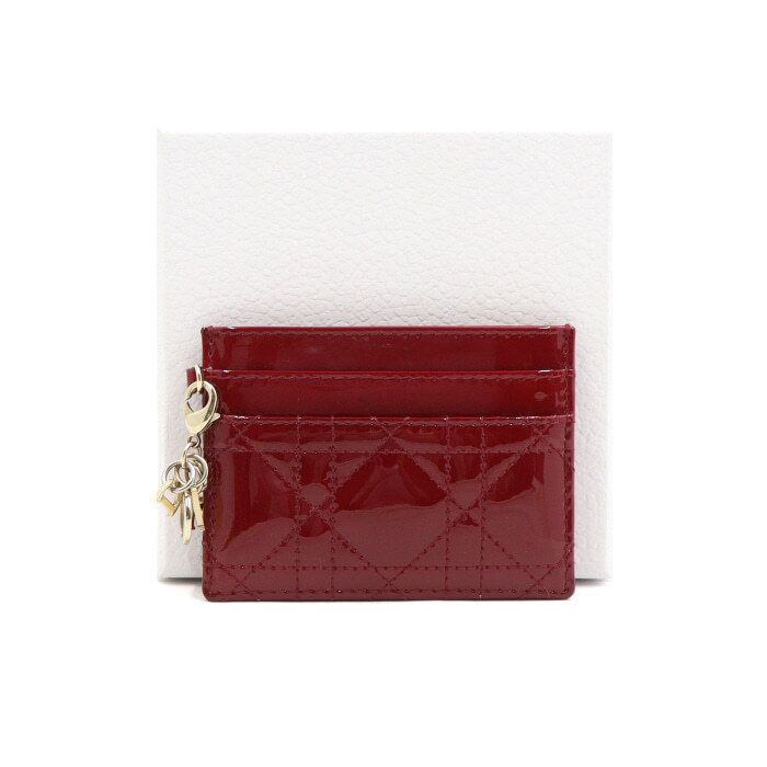 Dior Lady Cherry Red Patent Leather Card Holder Wallet S0974OVRB M323