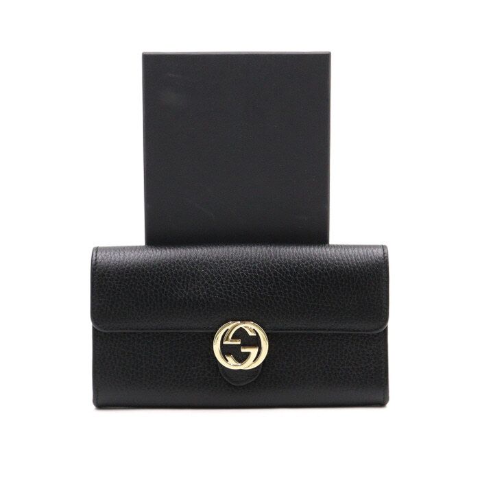 Gucci Black Interlocking G Women's Long Wallet 615524