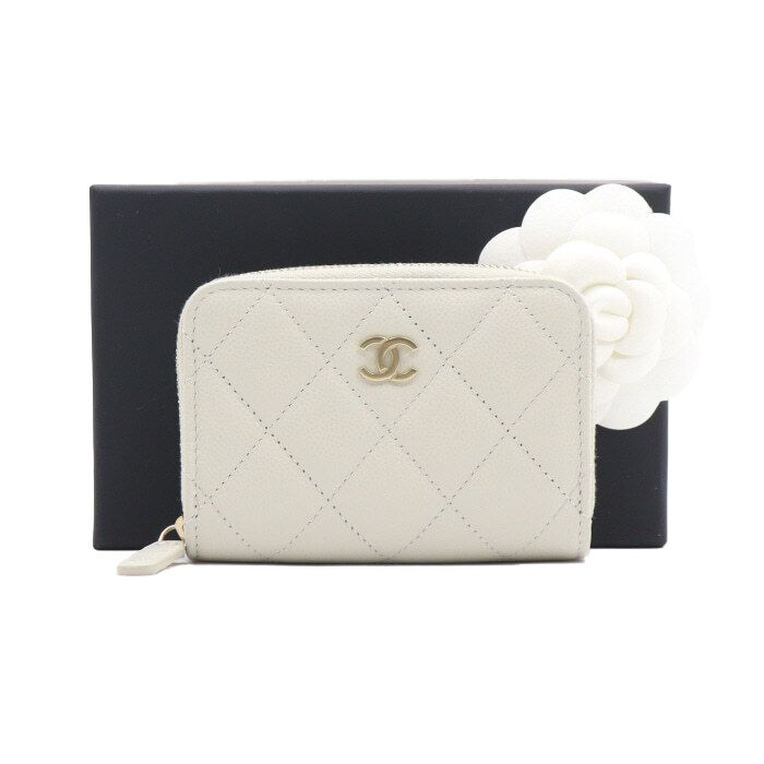 CHANEL Classic Gray Caviar Zip Card Wallet AP0216 aa50091