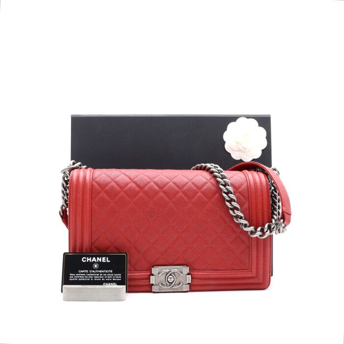 CHANEL Large Caviar Chain Shoulder Bag A92193