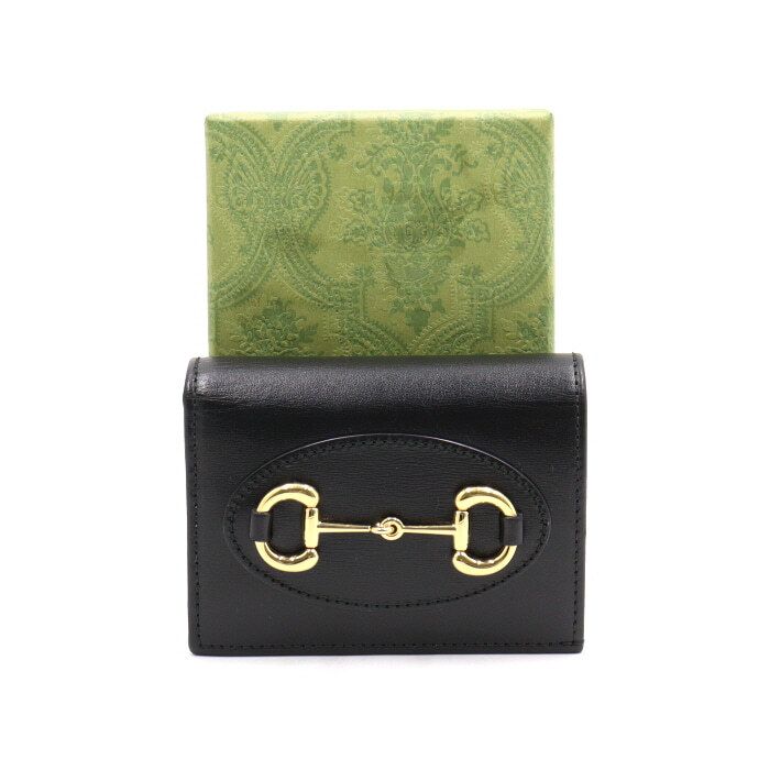 Gucci Black Leather Horsebit 1955 Card Case Wallet 621887
