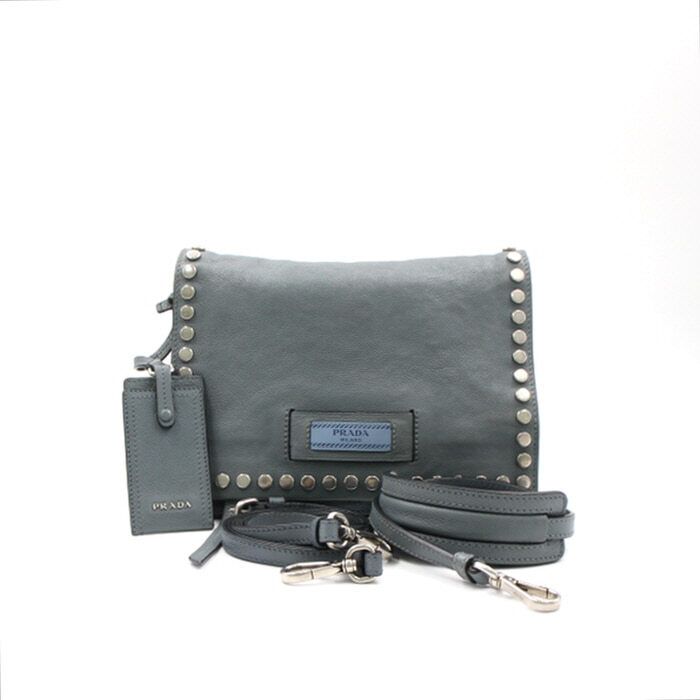 Prada Studded Etiquette Shoulder Bag with Crossbody Strap 1BD082