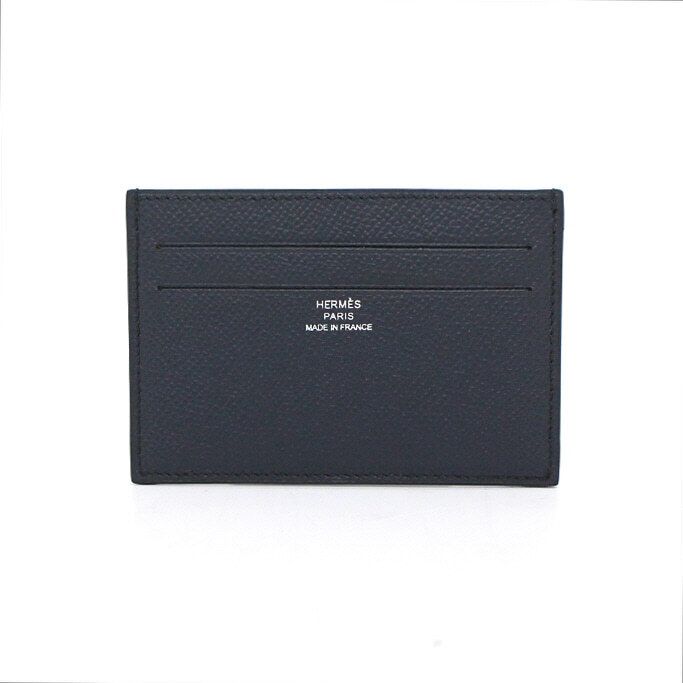 Hermes Navy Silk Citizen Twill Card Holder Wallet aa47465