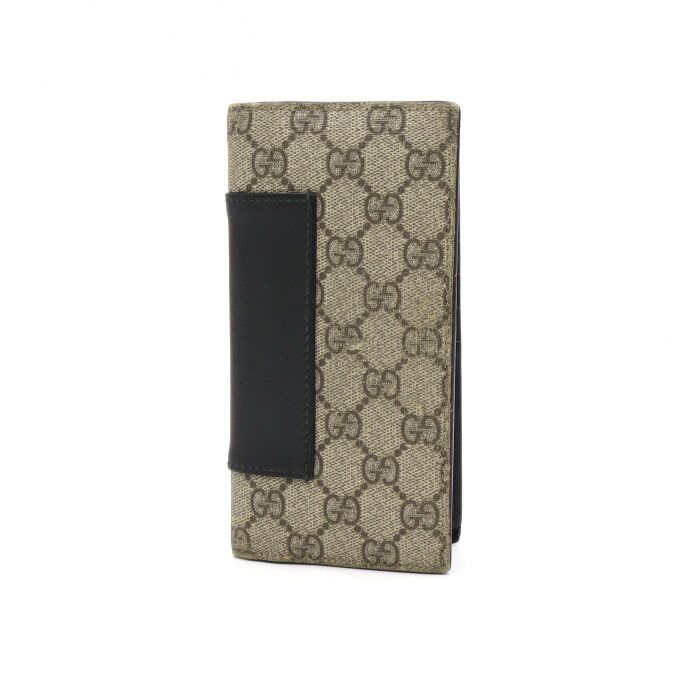 Gucci Supreme Canvas Leather Flap Men's Wallet 386836 AA44535