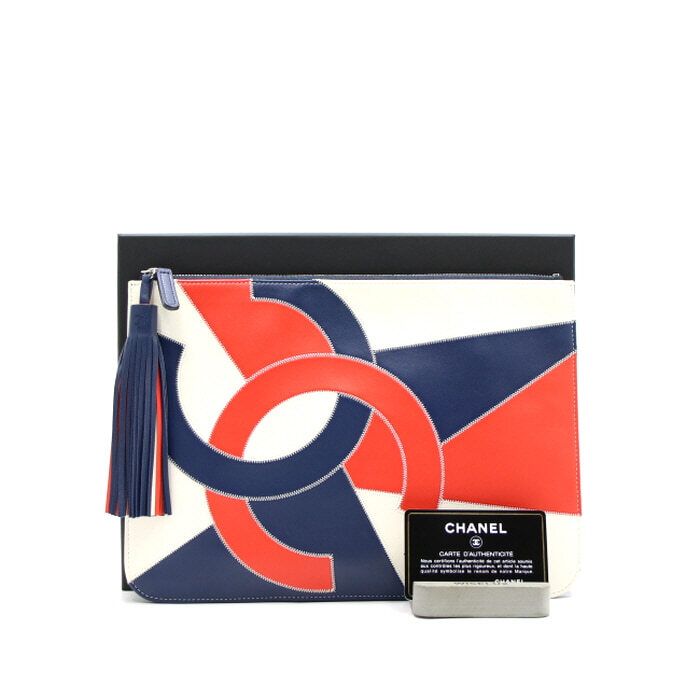 CHANEL CC Logo Tassel Neodium Clutch Bag aa16871