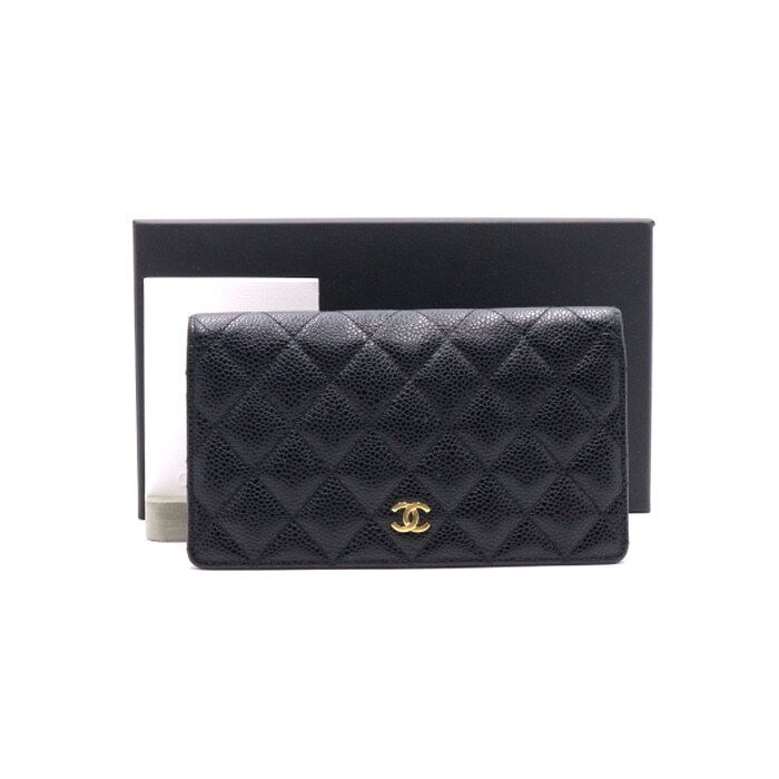 CHANEL Classic Black Caviar Wallet with Gold CC for Women - AP0233