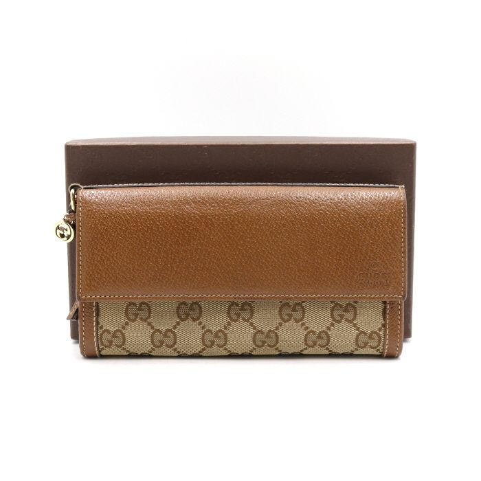 Gucci Canvas Brown Women's Long Wallet 323396