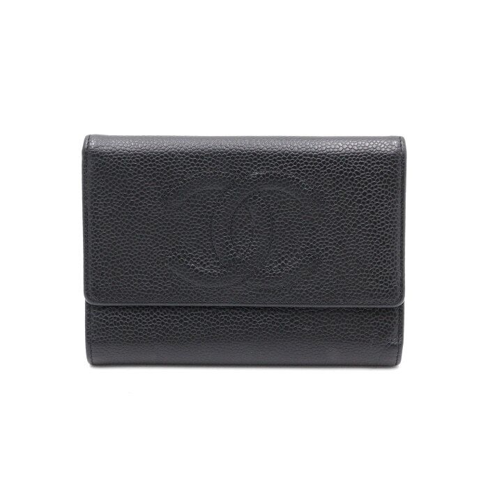 CHANEL Black Caviar Timeless CC Flap Wallet aa40352