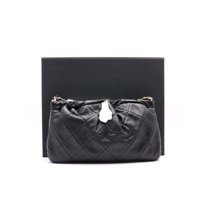 CHANEL Drop Black Lambskin Shoulder Crossbody Bag CC Chain AS3037 aa27088