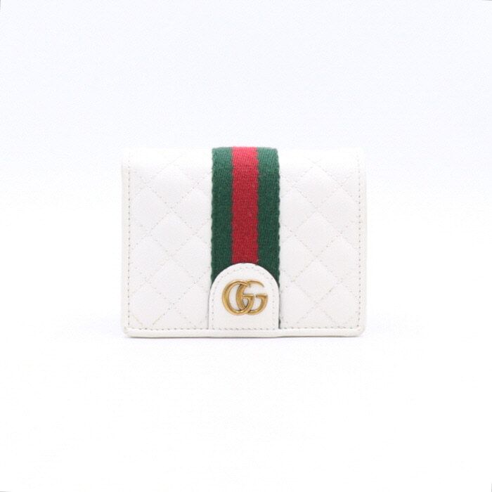 Gucci Women's White Leather Quilted GG Mamont Wallet 536453