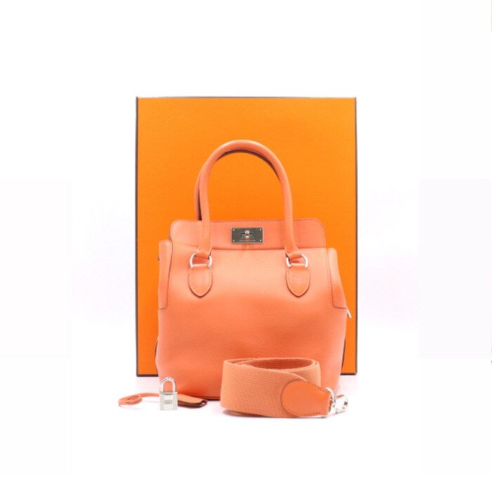 Hermes Orange Swift Toolbox 20 Tote Bag Shoulder Bag AA31065