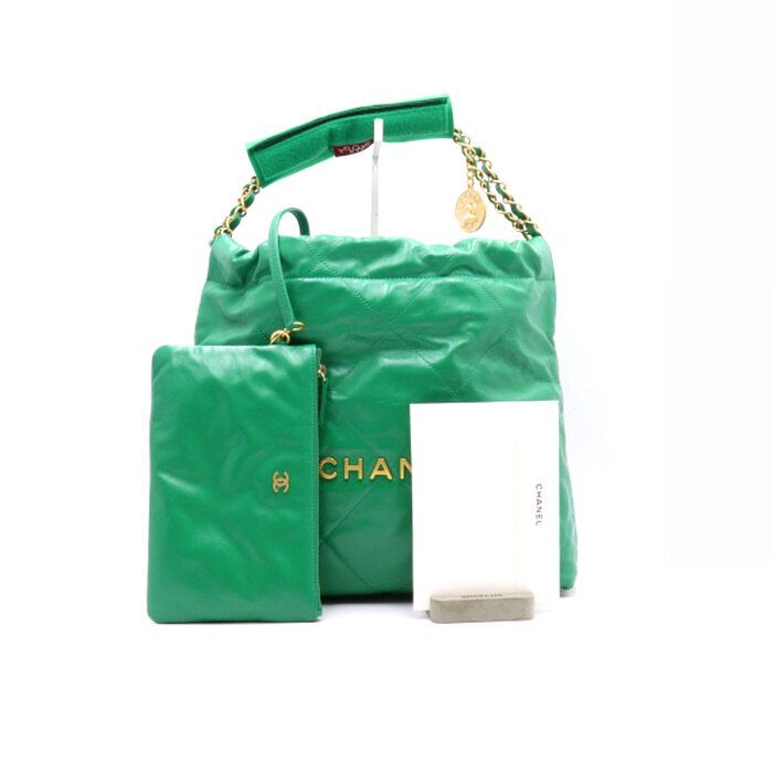 CHANEL Small Green Calfskin Gold Metal Chain Bag aa35236