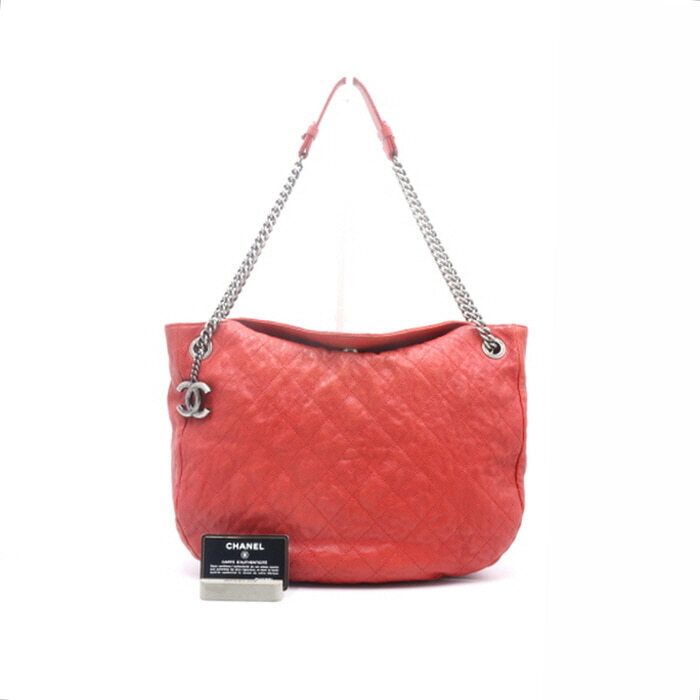 CHANEL Red Caviar Quilted Hobo Chain Shoulder Bag aa30064