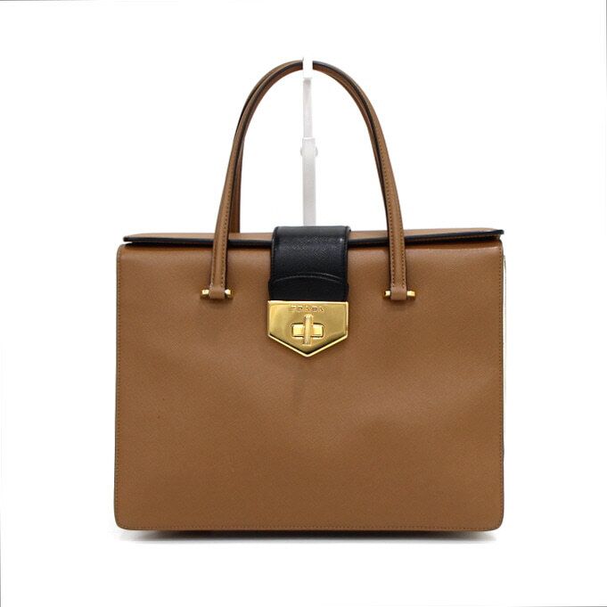 Prada Saffiano Turnlock Box Logo Tote Bag B2725C