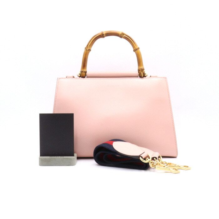 Gucci Pink Ivory Two-Tone Leather Snake Print Top Handle Small Tote Bag aa36711