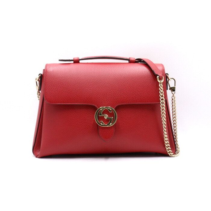 Gucci Red Interlocking GG Red Top Handle Chain Shoulder Bag Crossbody (SKU: 510306)