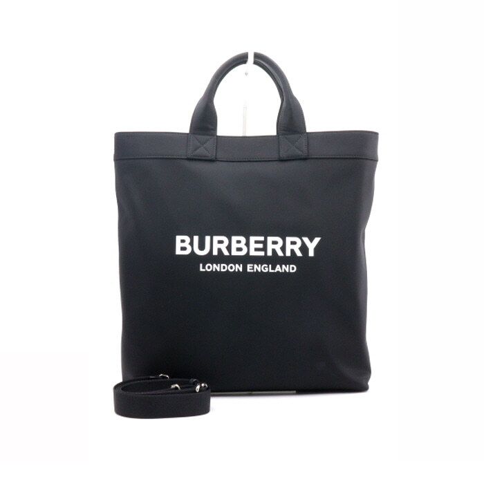 Burberry Black Nylon Tote Bag with Lettering Logo 8026233 SKU aa33426