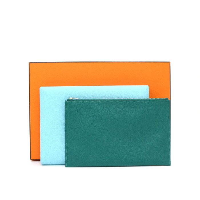 Hermes Malachite Calvi Absong Pouch Clutch Bag aa33746