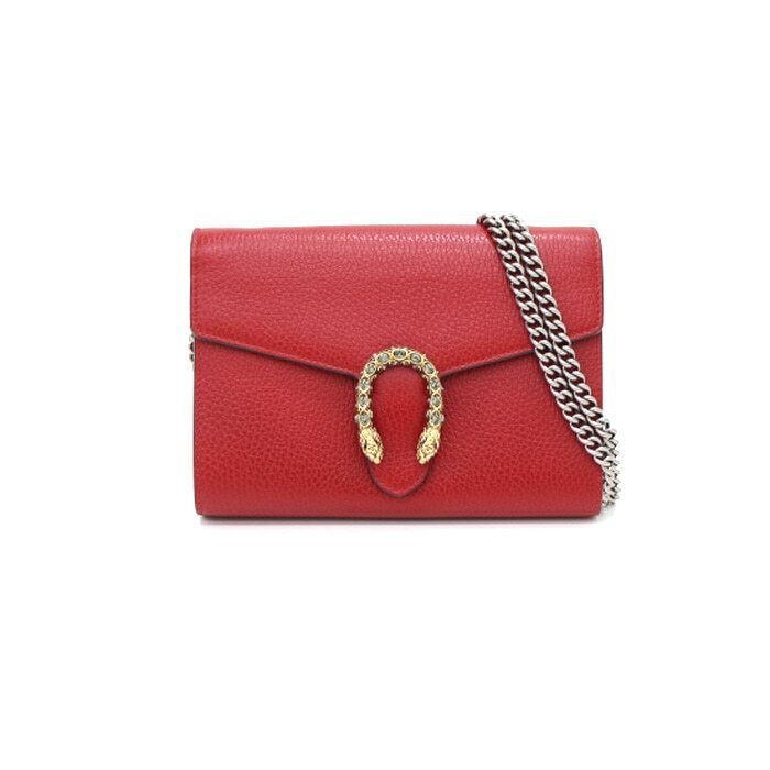 Gucci Red Leather Chain Shoulder Bag Crossbody aa32812