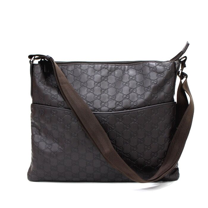 Gucci Men's Messenger Crossbody Bag in Dark Brown GG Leather 374411