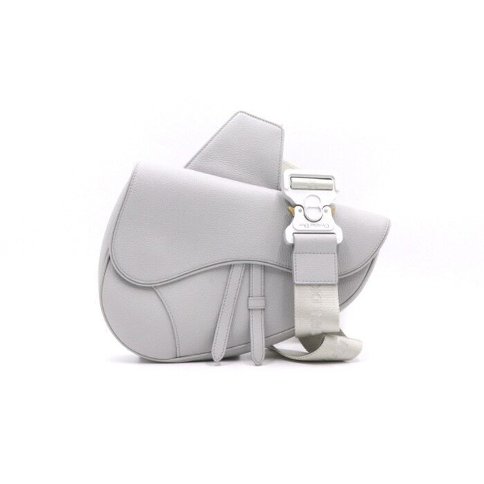 Dior Gray Grain Calfskin Unisex Saddle Crossbody Bag 1ADPO093YMJ H810