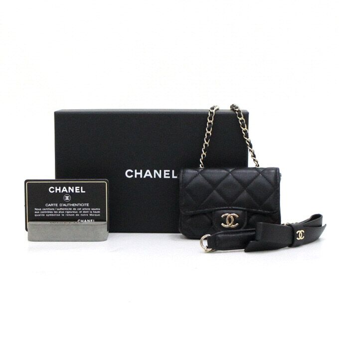 CHANEL Ramskin Ribbon Gold Chain Belt Bag Crossbody AP2047 aa47909