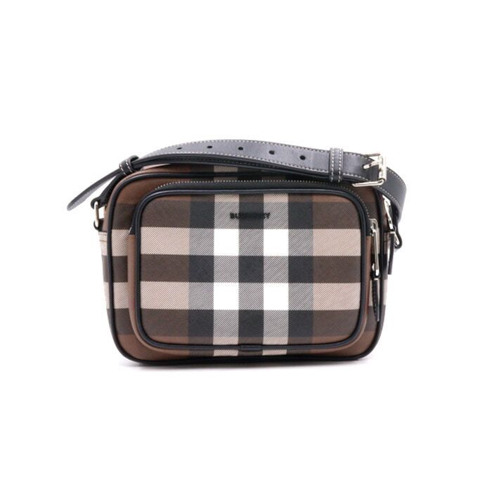 Burberry Men's Dark Birch Brown Check Crossbody Shoulder Bag 8049145