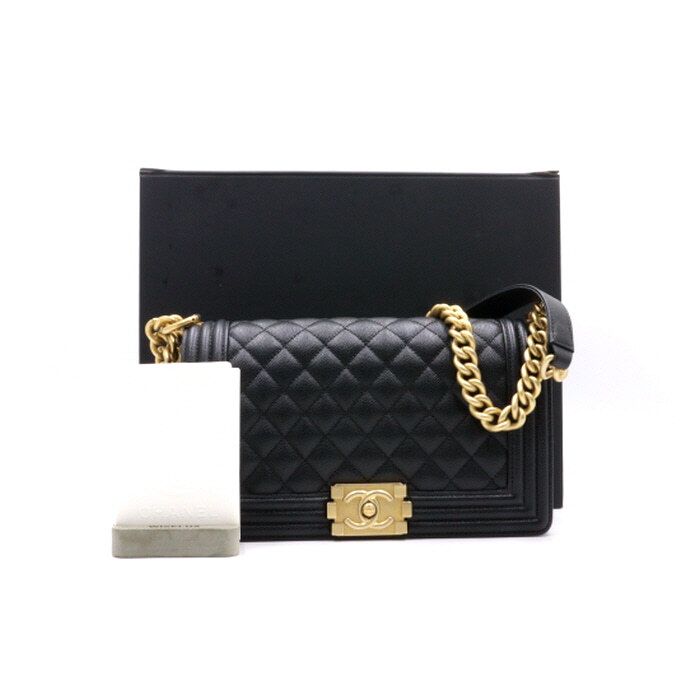 CHANEL Boy Caviar Medium Flap Chain Shoulder Bag A67086