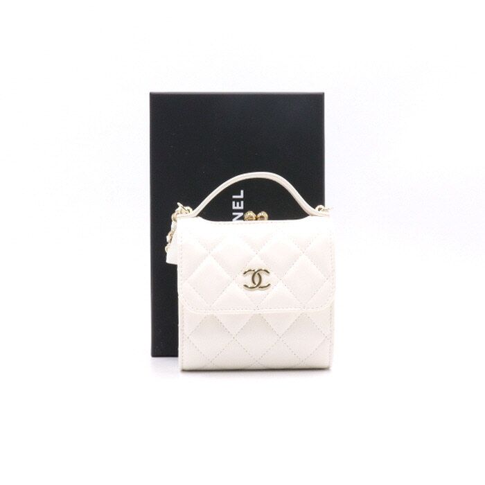 CHANEL Retro Top Handle Coin Wallet WOC with Gold Chain - AP2837