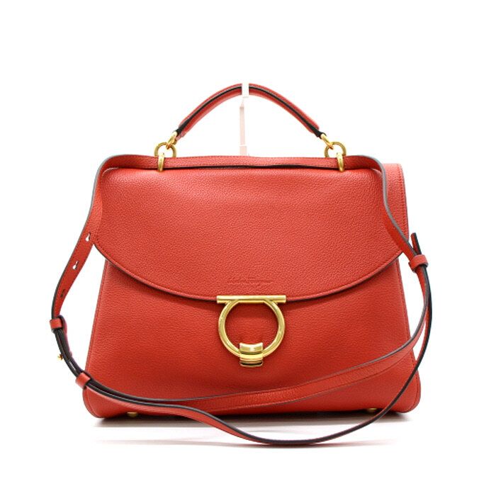 Salvatore Ferragamo Gold Plated Top Handle Tote Bag with Shoulder Strap - 21 H320 MARGOT Large aa31675