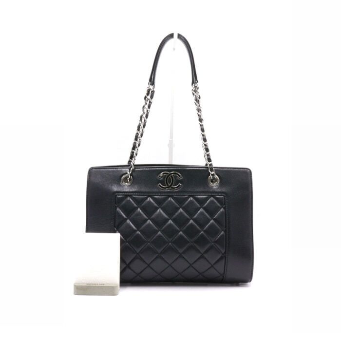 CHANEL Black Lambskin Mademoiselle Chain Shoulder Bag A93087