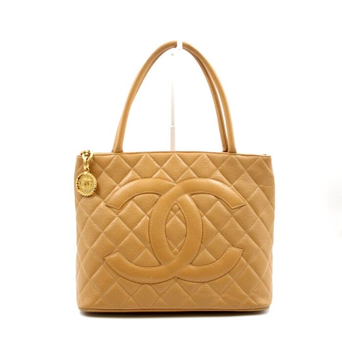 CHANEL Timeless CC Camel Caviar Coin Tote Bag A01804