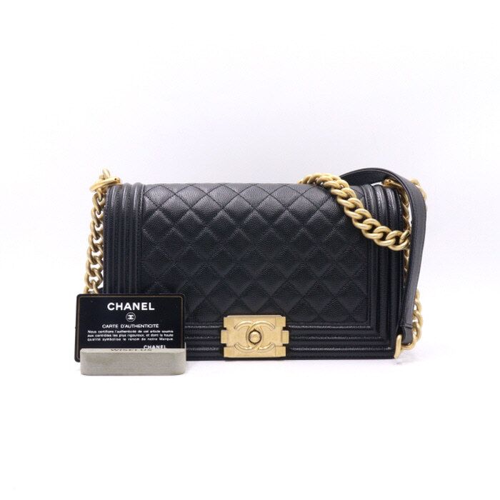 CHANEL Caviar Medium Flap Chain Shoulder Bag A67086