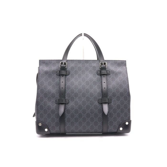Gucci Black Canvas Leather Detail Men's Tote Bag GG 626356